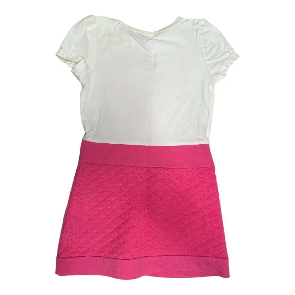 Hello Kitty Ivory Pink Quilted Short Sleeve Dress GIrls Size 2T